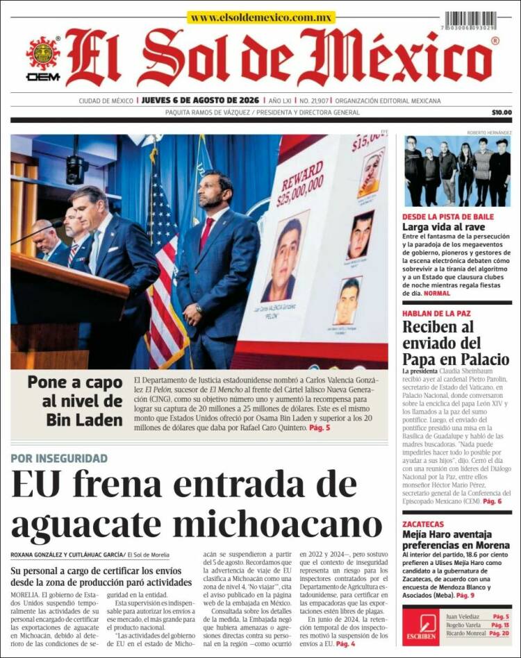 Portada de El Sol de México (Mexico)