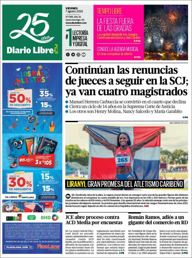 Portada de Diario Libre (R. Dominicana)