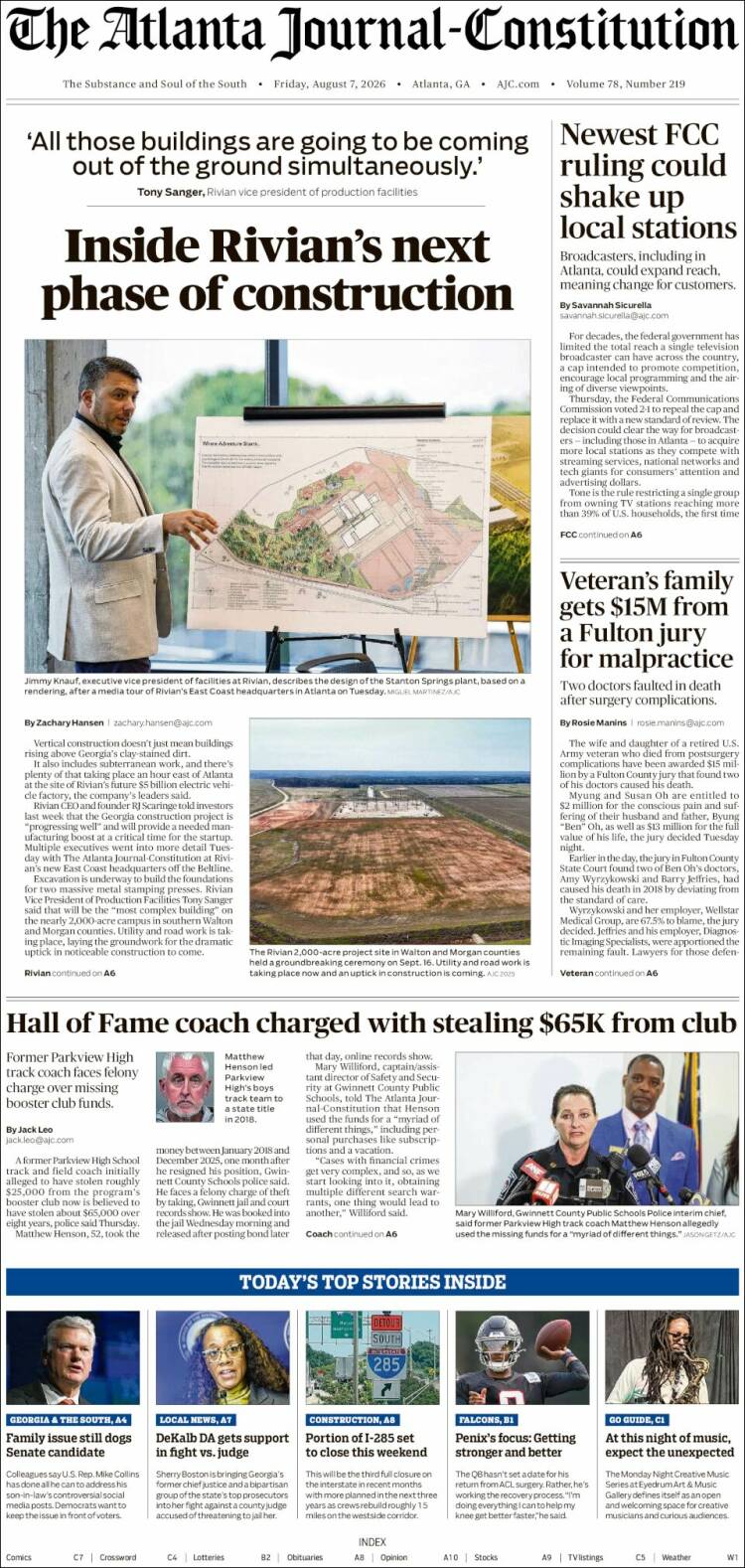 Portada de The Atlanta Journal-Constitution (USA)