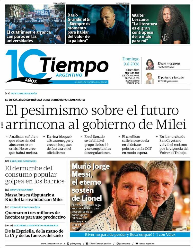 Portada de Tiempo Argentino (Argentina)