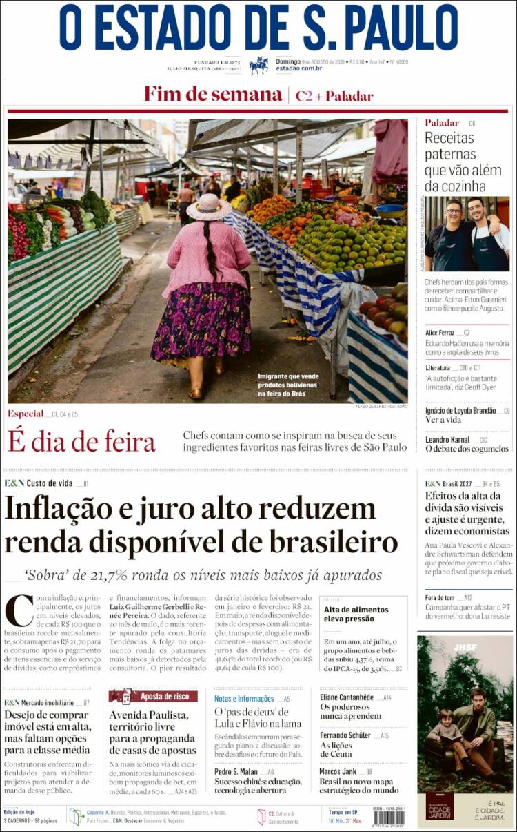 Portada de O Estado de São Paulo (Brasil)