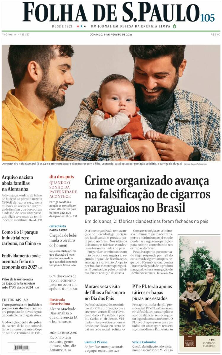 Portada de Folha de São Paulo (Brasil)