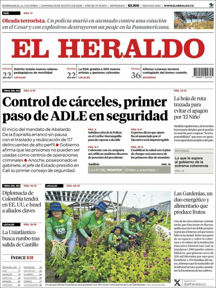 Portada de El Heraldo (Colombia)