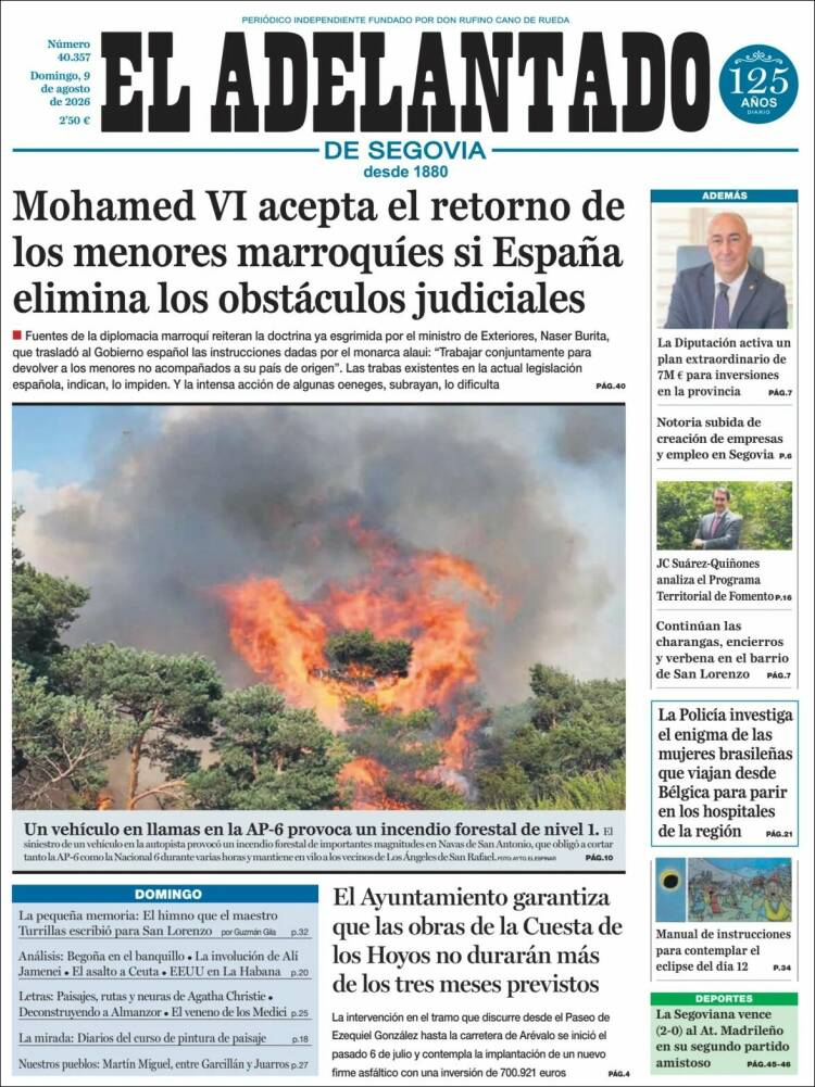 Portada de El Adelantado de Segovia (Espa&ntilde;a)