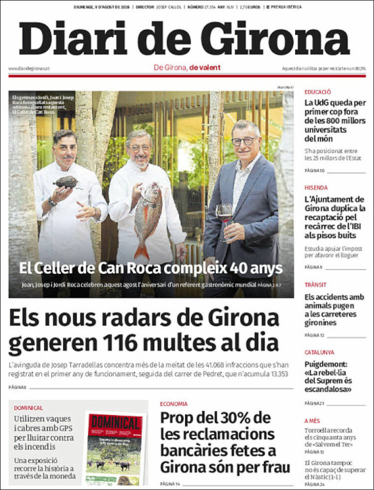 Portada de Diari de Girona (Espa&ntilde;a)