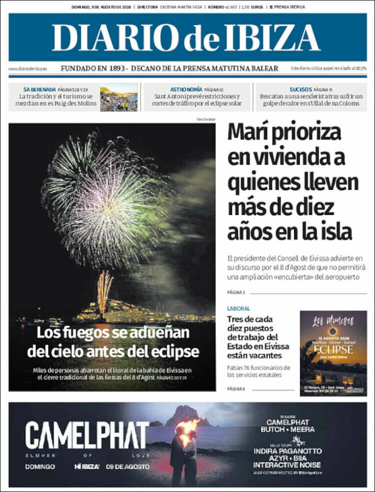Portada de Diario de Ibiza (Espa&ntilde;a)