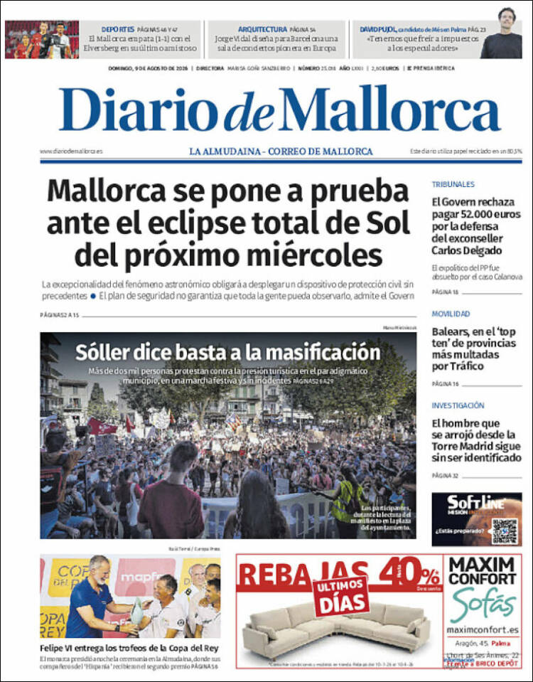Portada de Diario de Mallorca (Espa&ntilde;a)