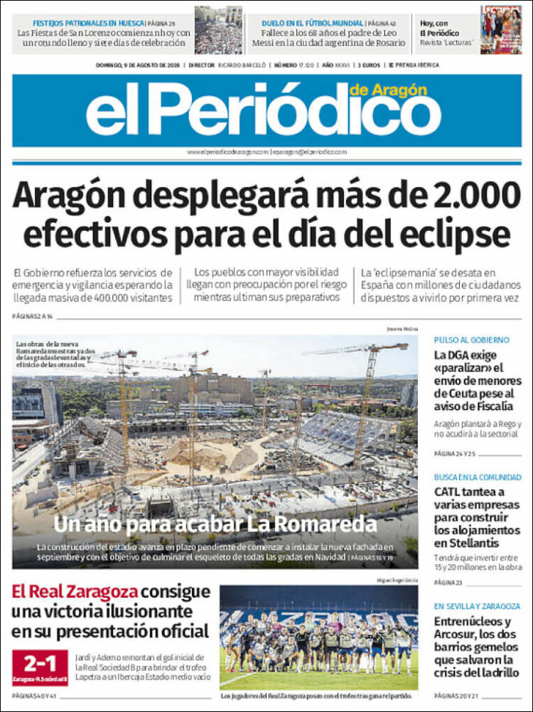 Portada de El Periódico de Aragón (Espa&ntilde;a)