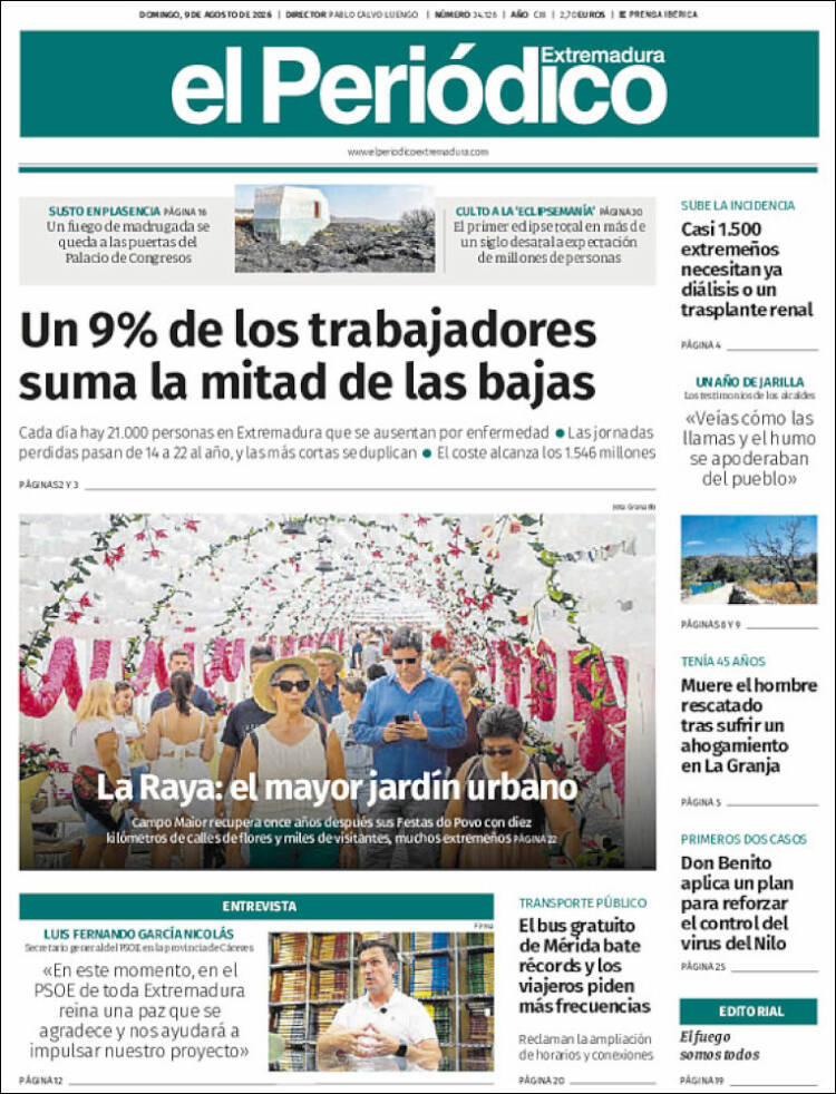 Portada de El Periódico de Extremadura (Espa&ntilde;a)