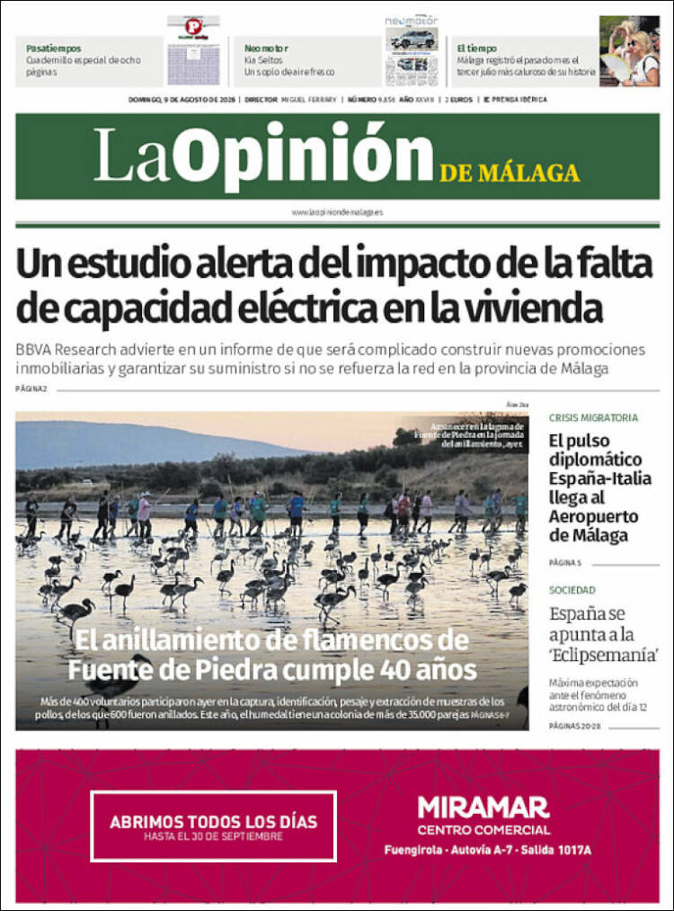 Portada de La Opinión de Málaga (Espa&ntilde;a)