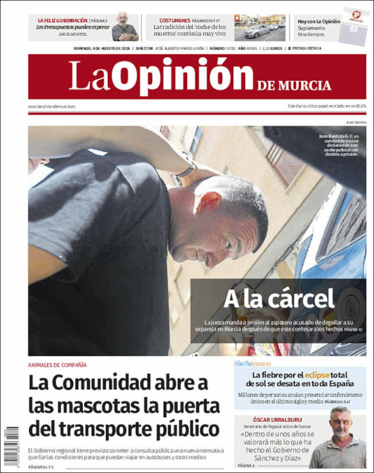 Portada de La Opinión de Murcia (Espa&ntilde;a)