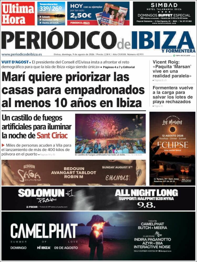Portada de Periódico de Ibiza (Espa&ntilde;a)