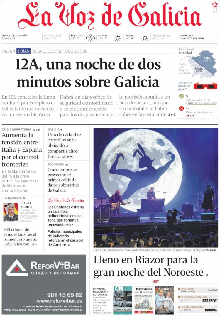 Portada de La Voz de Galicia (Espa&ntilde;a)