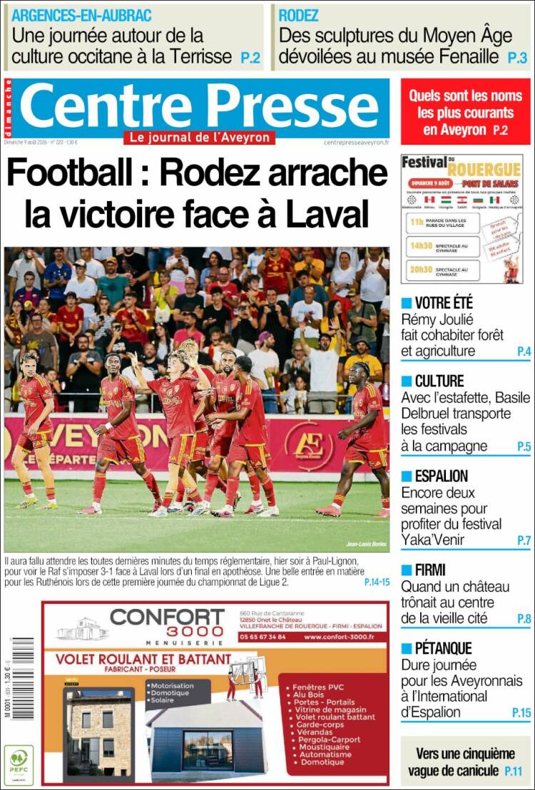 Portada de Centre Presse (Francia)