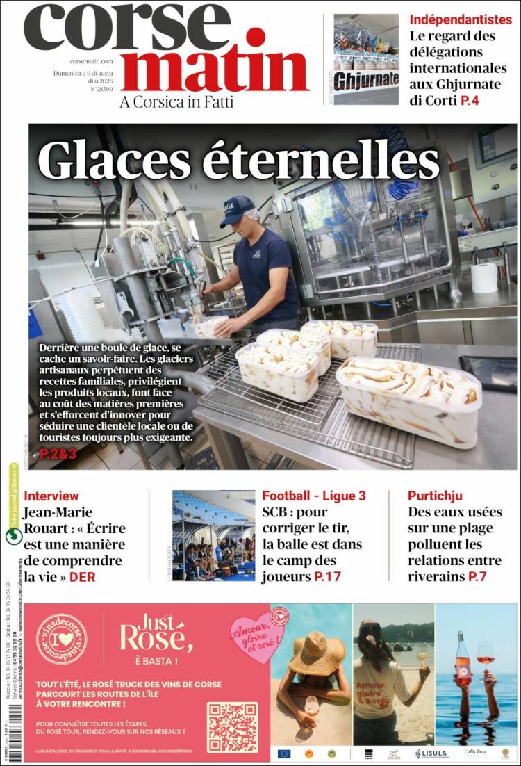 Portada de Corse-Matin (Francia)