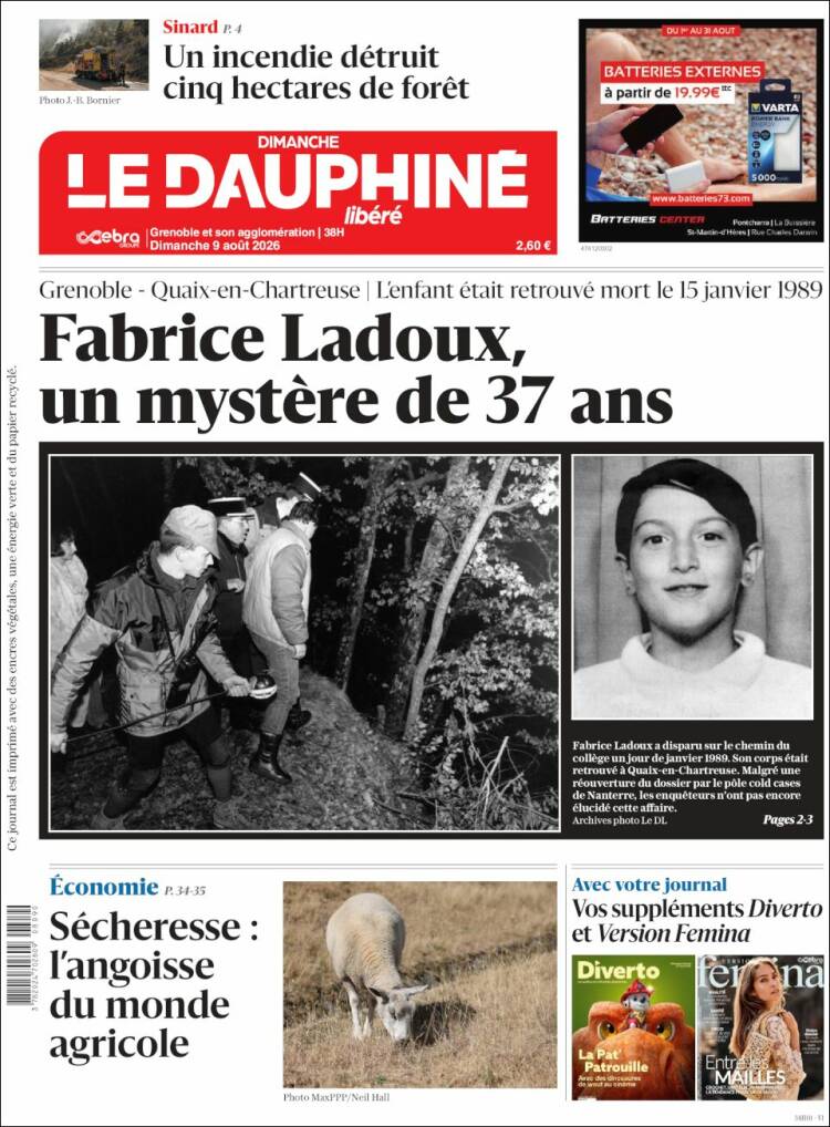 Portada de Le Dauphiné Libéré (Francia)