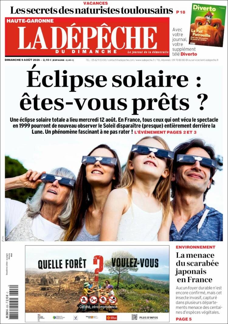 Portada de La Dépêche du Midi (Francia)