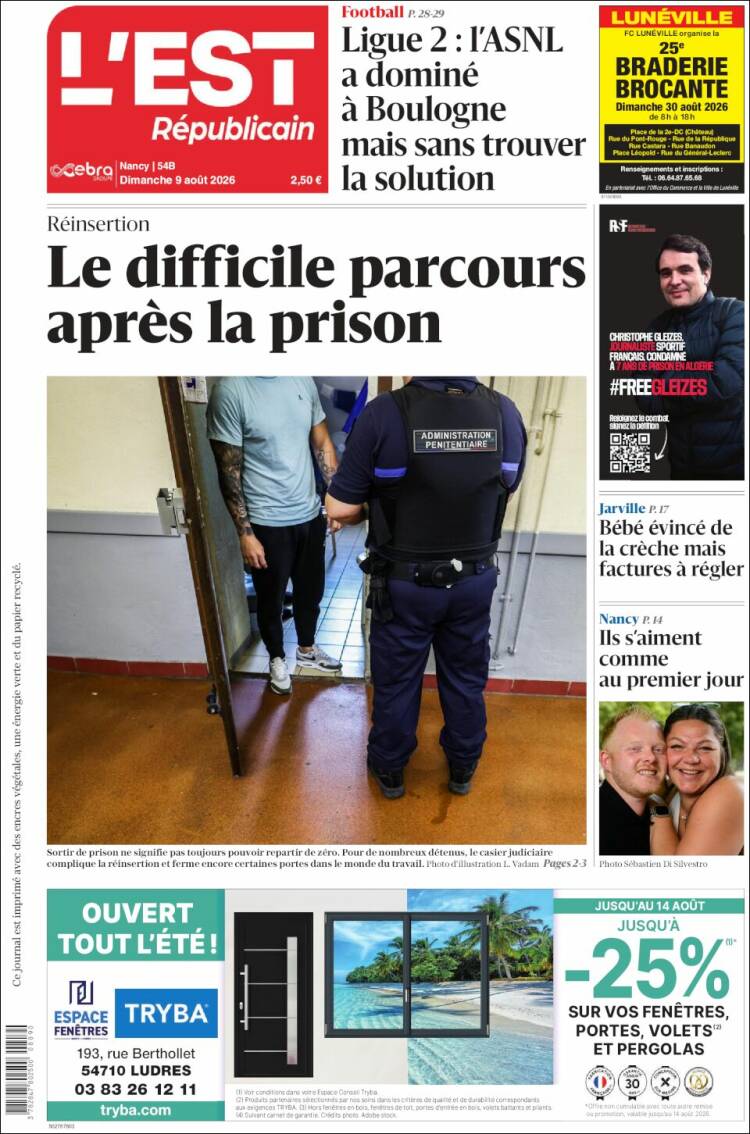 Portada de L'Est Republicain (Francia)