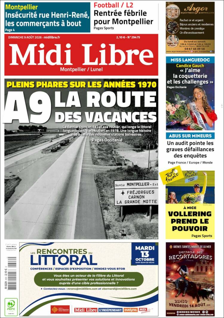 Portada de Midi Libre (Francia)