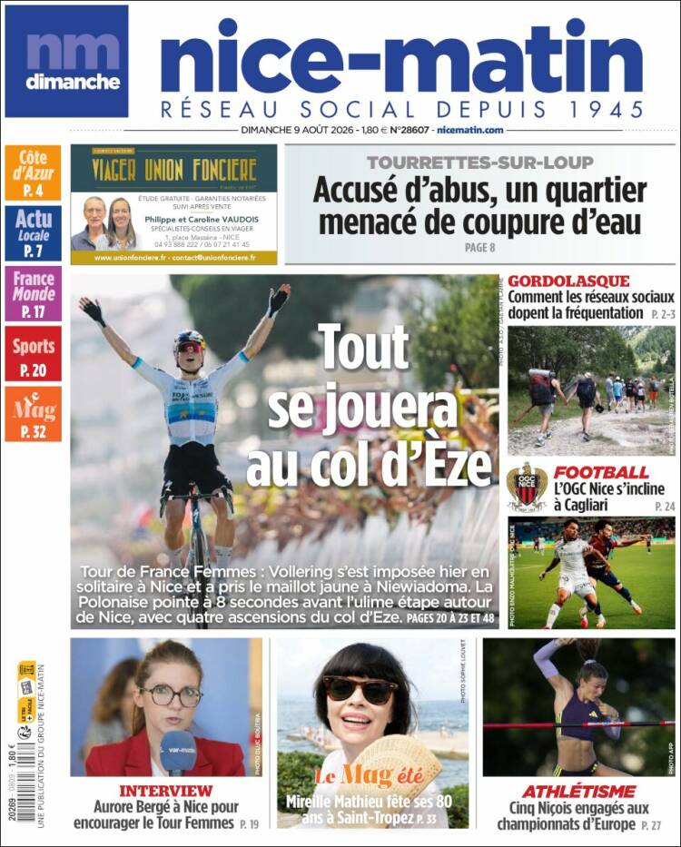 Portada de Nice-Matin (Francia)