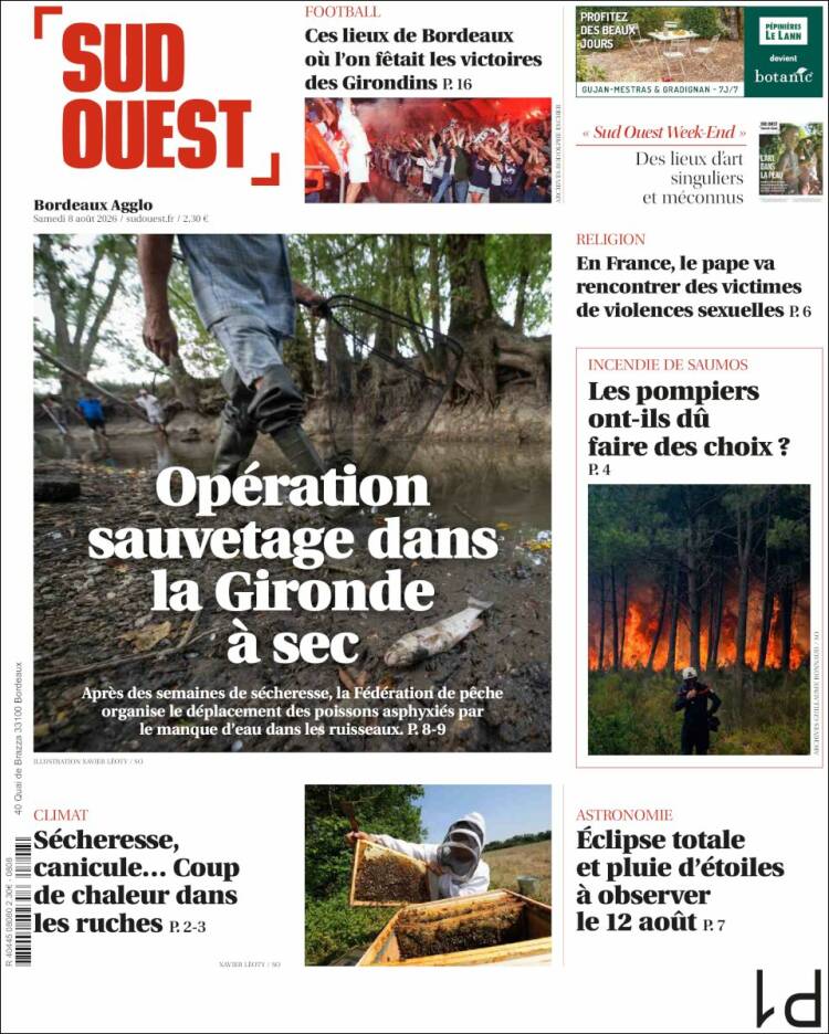 Portada de Sud Ouest (Francia)