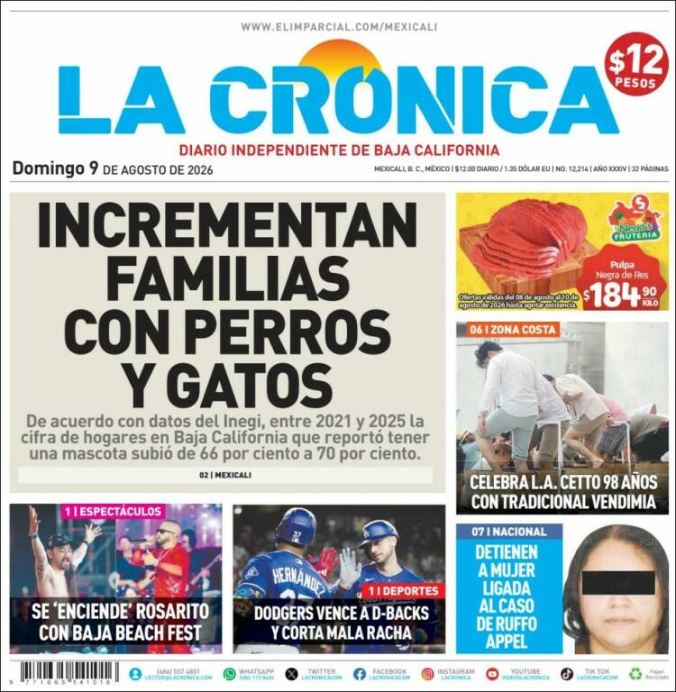 Portada de La Crónica de Baja California (M&eacute;xico)
