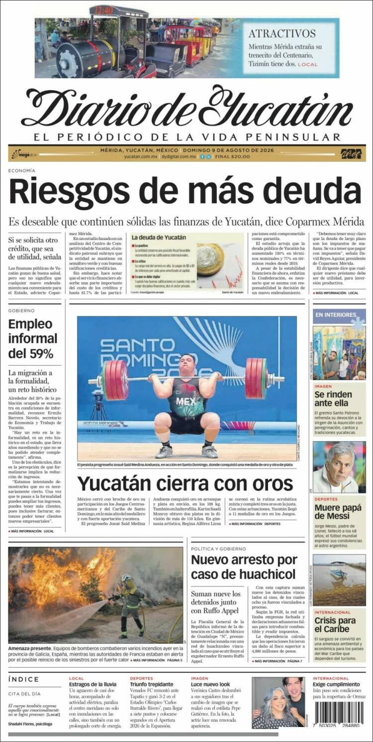 Portada de Diario de Yucatán (M&eacute;xico)