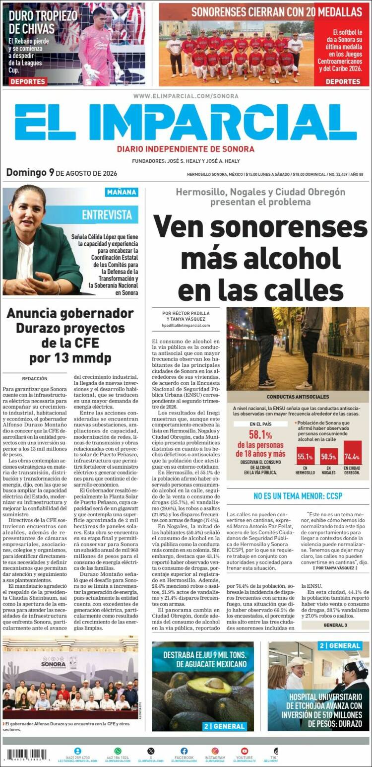 Portada de El Imparcial (M&eacute;xico)