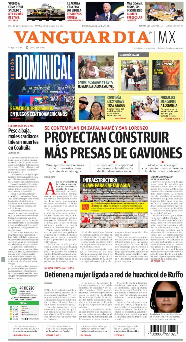 Portada de Vanguardia (M&eacute;xico)