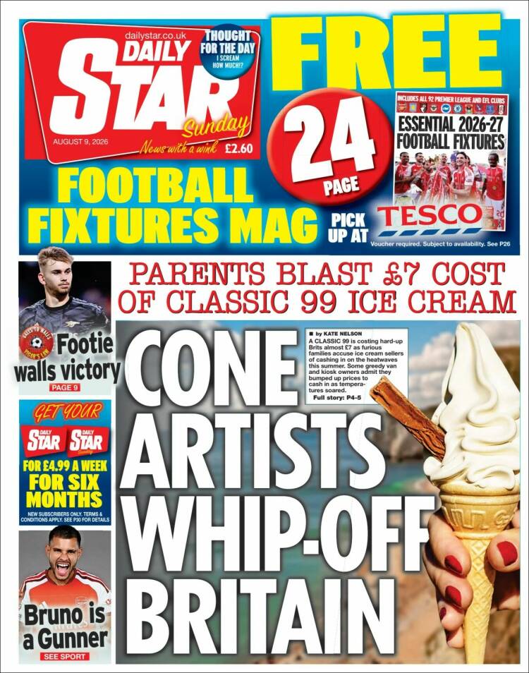 Portada de Daily Star (Reino Unido)