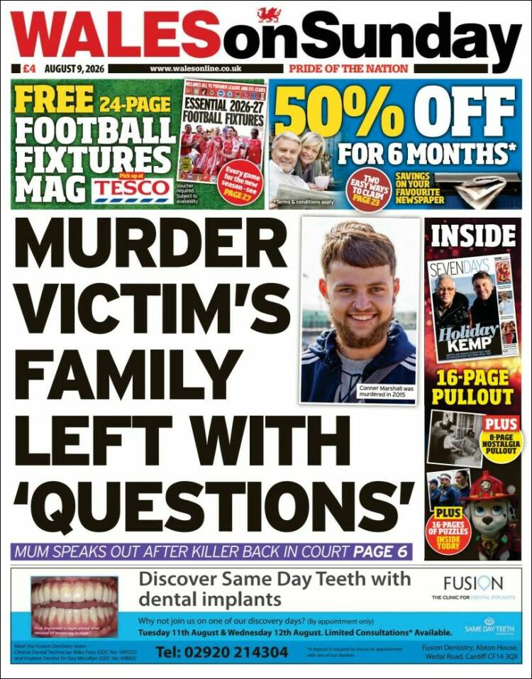 Portada de Western Mail (Reino Unido)