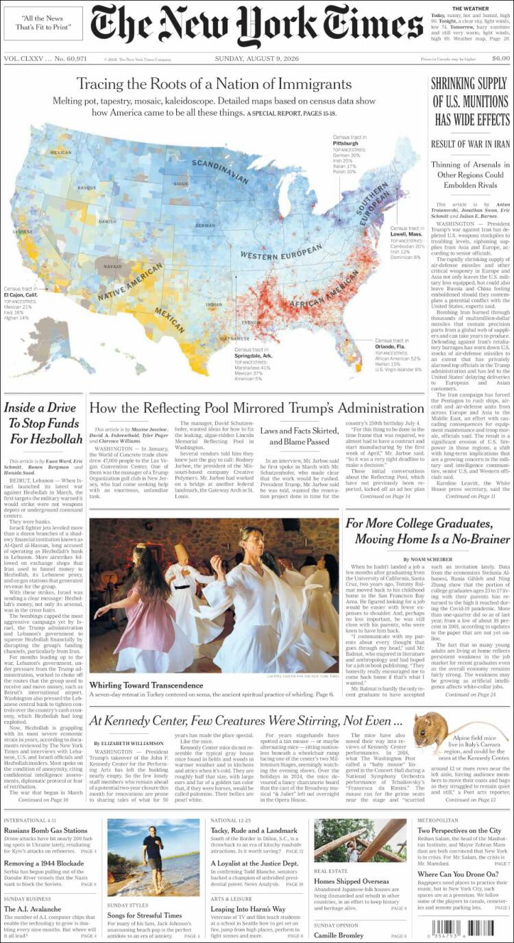 Portada de New York Times (USA)