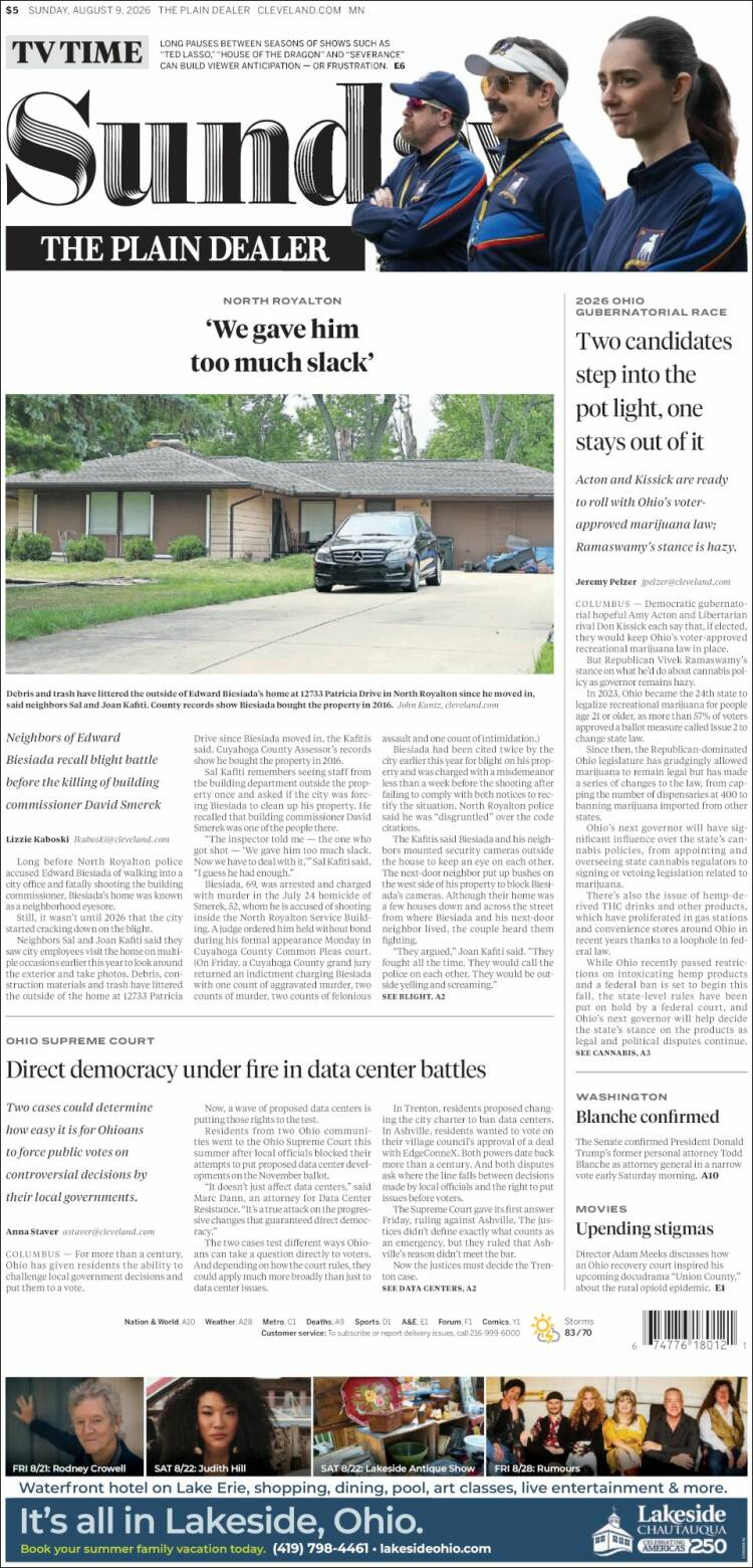 Portada de The Plain Dealer (USA)