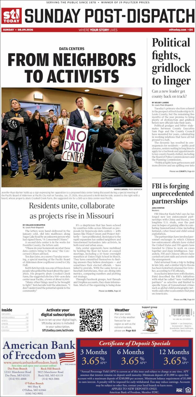 Portada de St. Louis Post-Dispatch (USA)