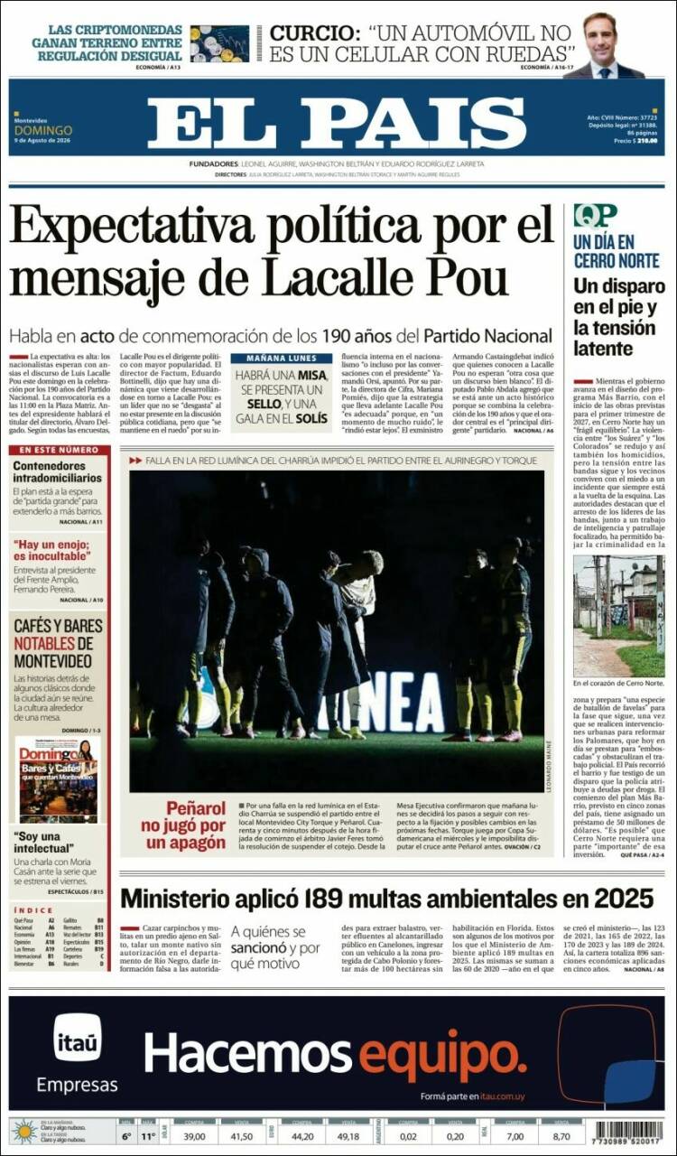 Portada de El País (Uruguay)