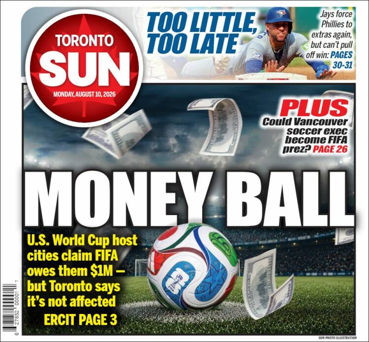 Portada de The Toronto Sun (Canad&aacute;)