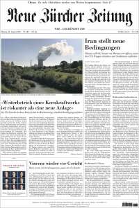 Portada de Neue Zürcher Zeitung (Suiza)
