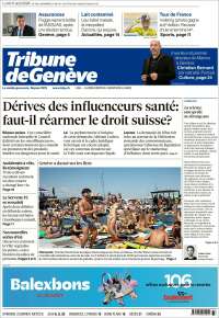 Portada de La Tribune de Genève (Suiza)
