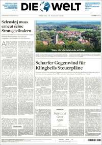 Portada de Die Welt (Alemania)
