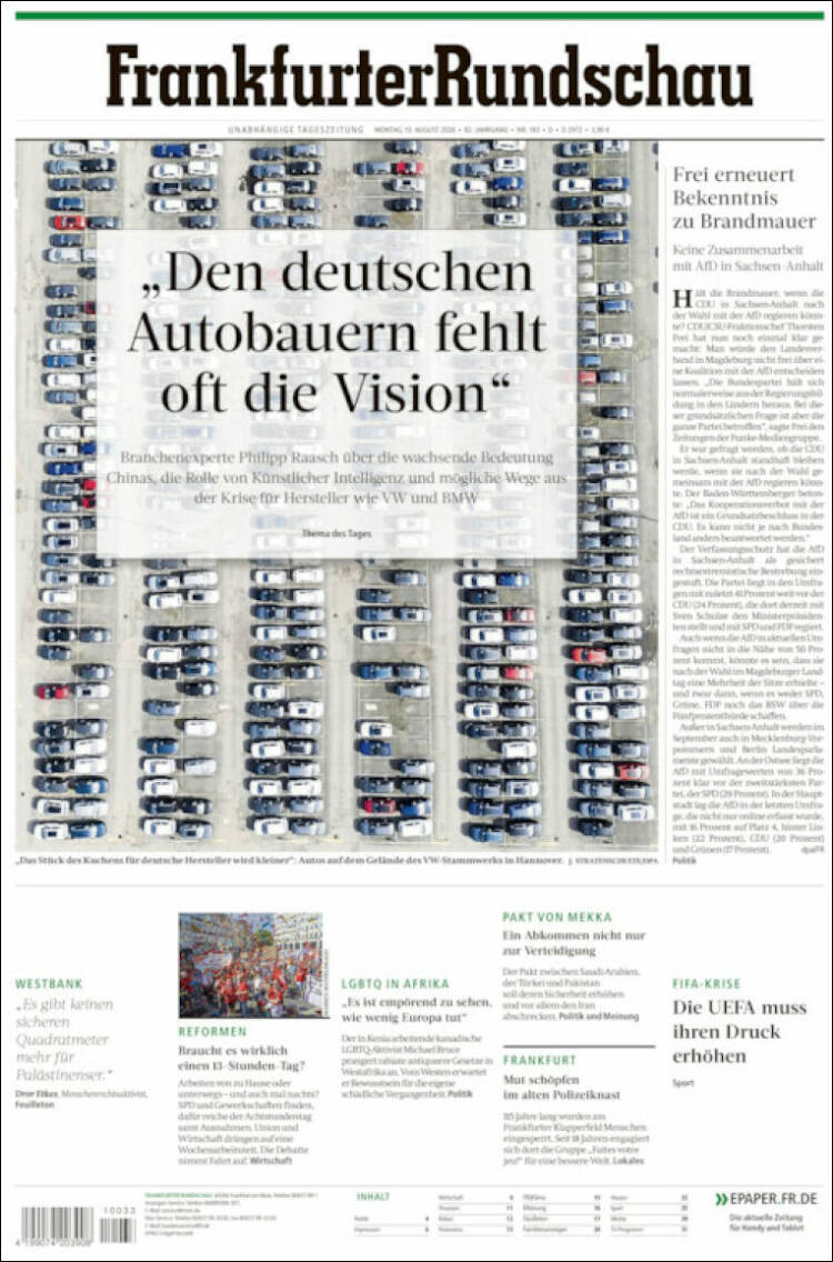 Portada de Frankfurter Rundschau (Alemania)