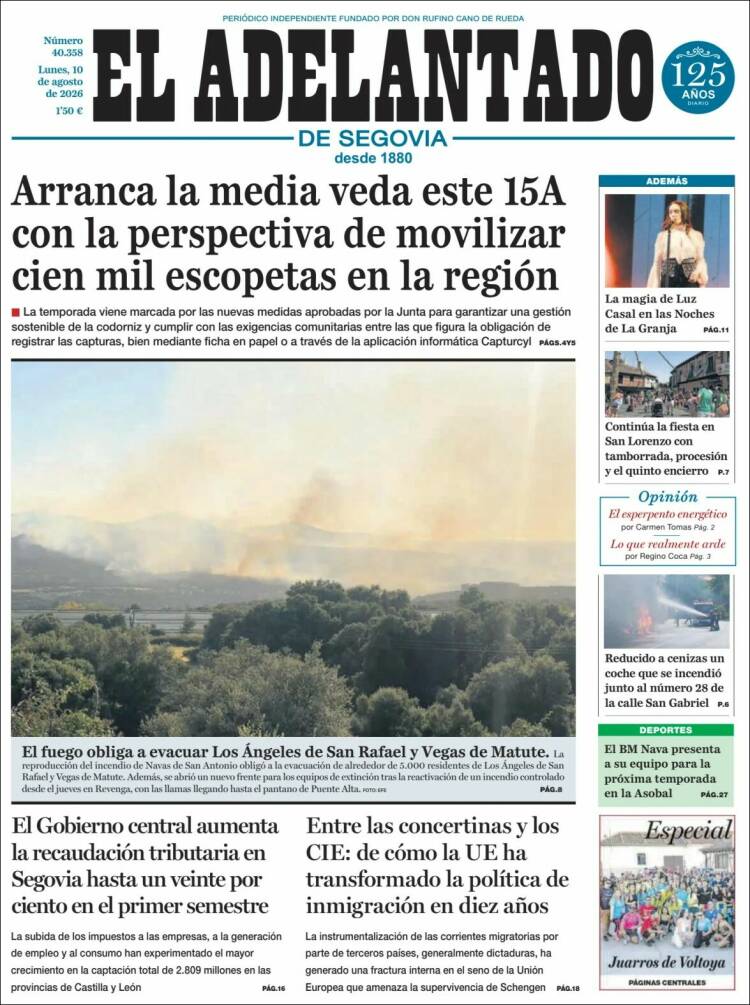 Portada de El Adelantado de Segovia (Espa&ntilde;a)