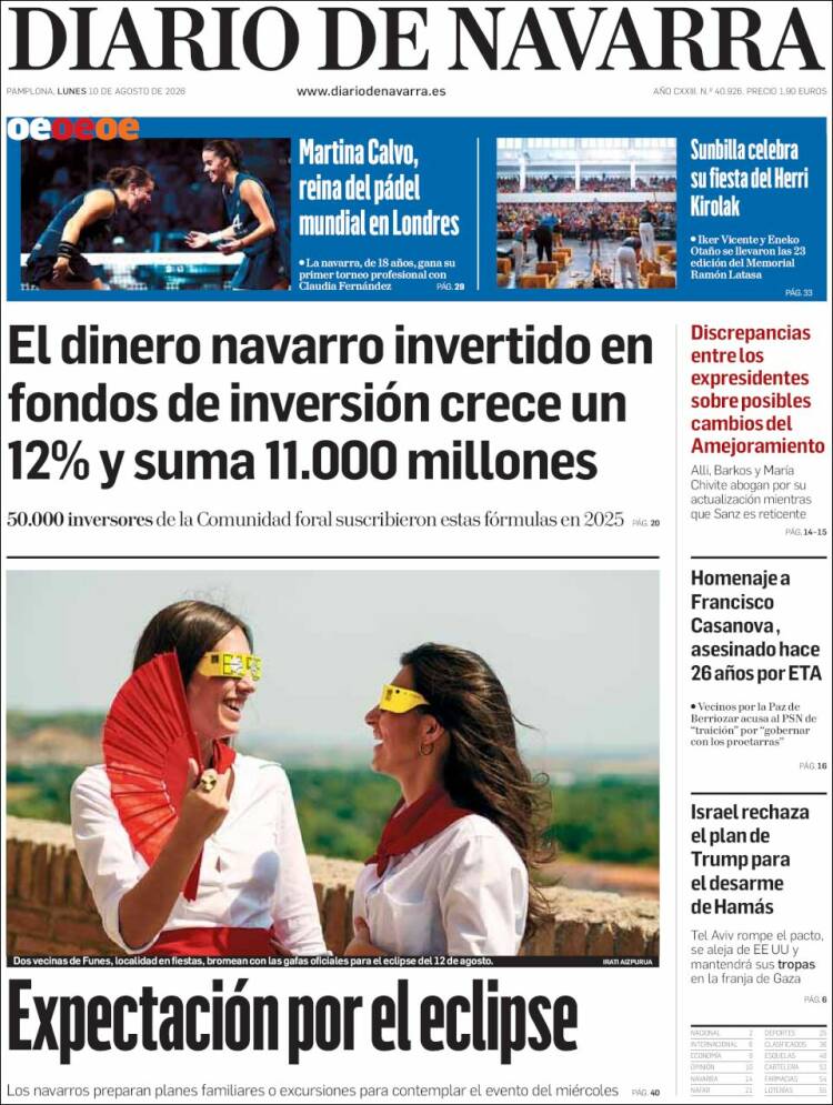Portada de Diario de Navarra (Espa&ntilde;a)
