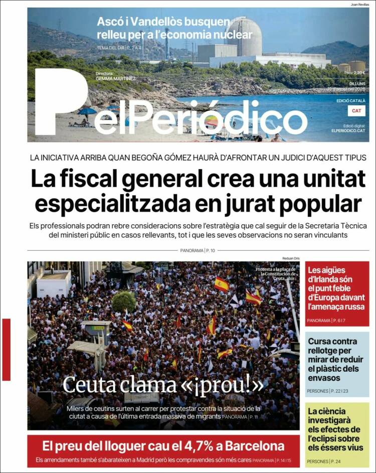 Portada de El Periódico de Catalunya (Espa&ntilde;a)