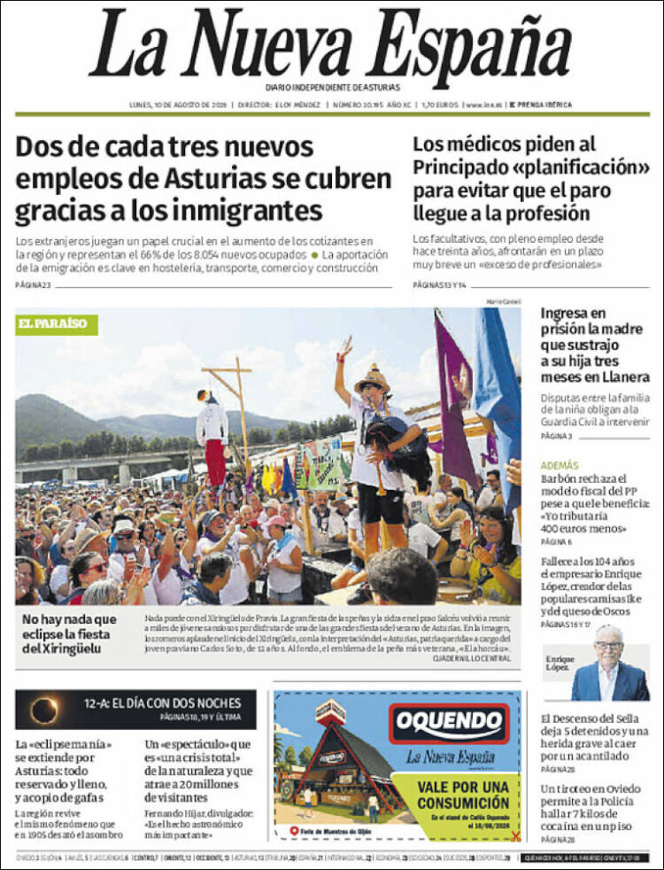 Portada de La Nueva España (Espa&ntilde;a)