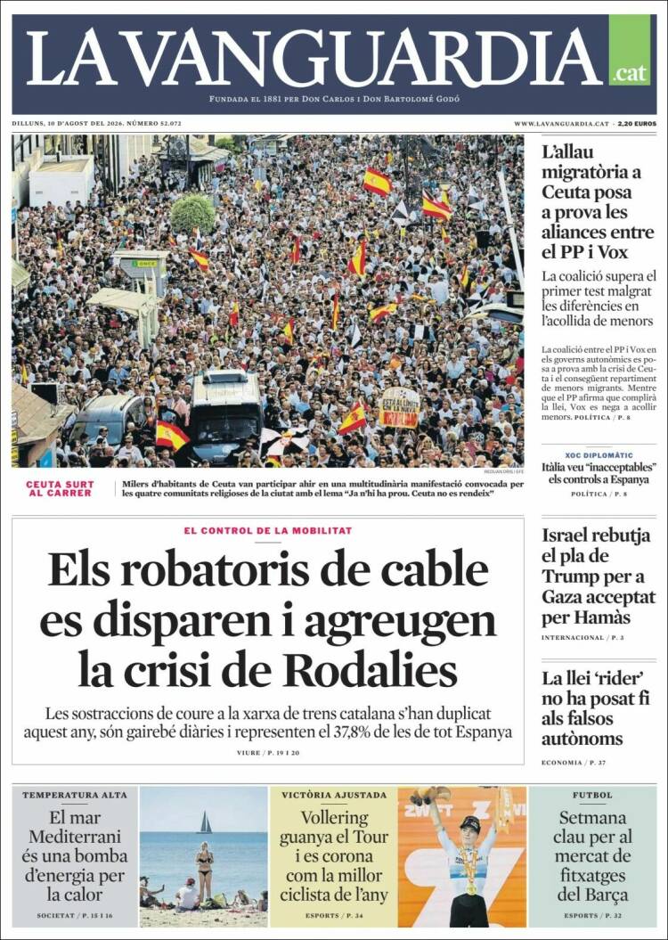 Portada de La Vanguardia (Espa&ntilde;a)