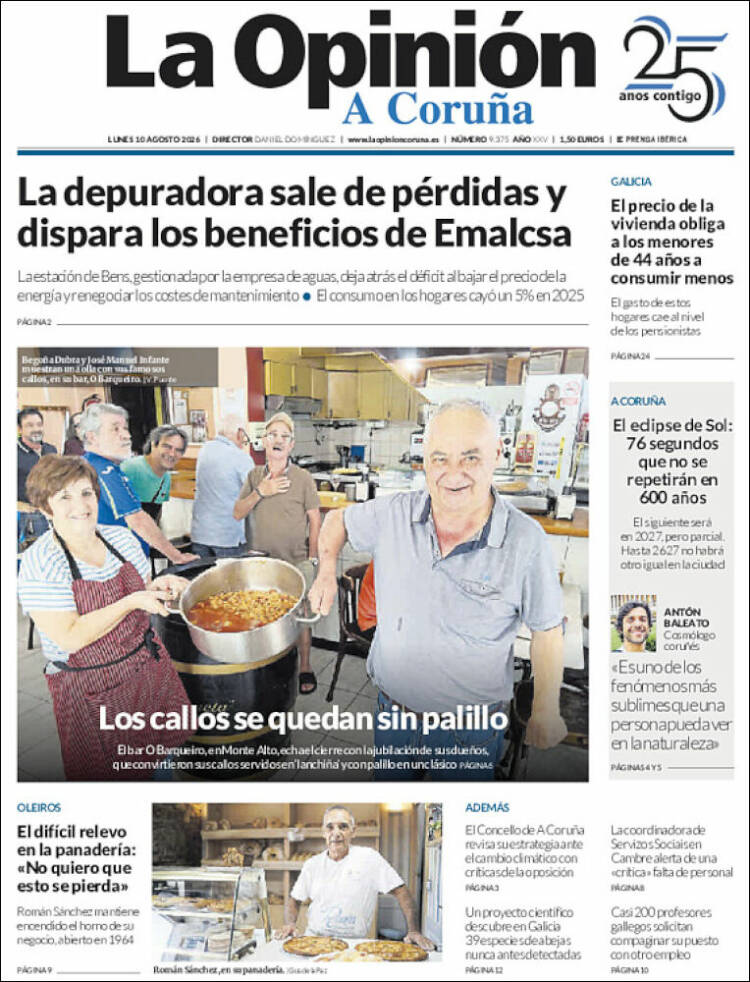 Portada de La Opinión de A Coruña (Espa&ntilde;a)