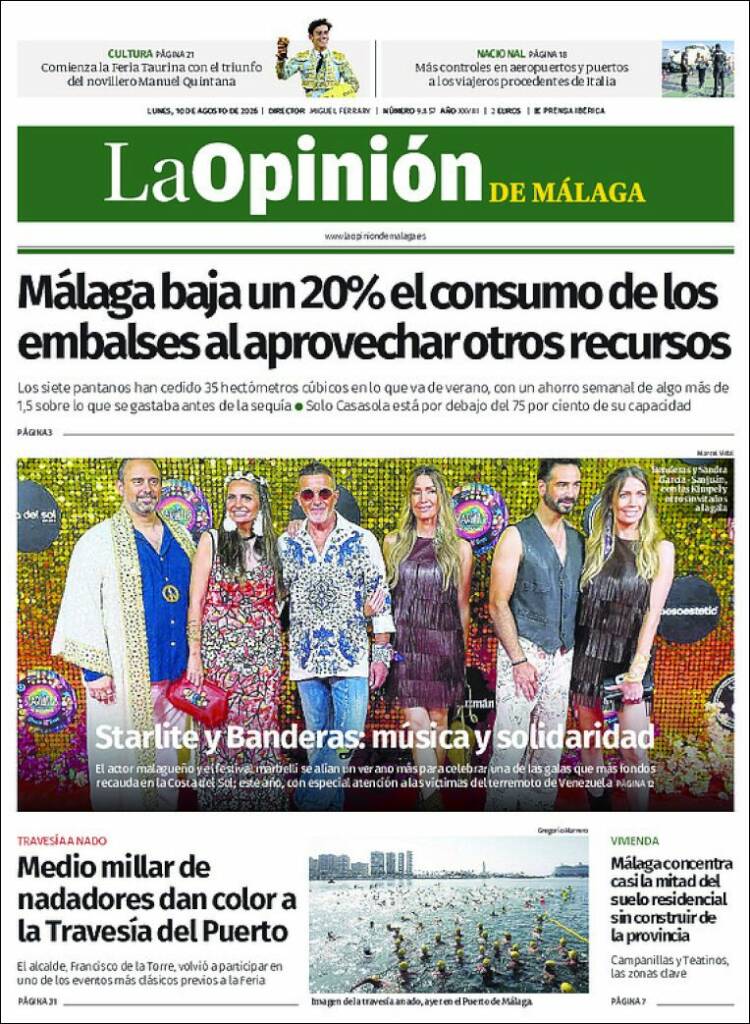 Portada de La Opinión de Málaga (Espa&ntilde;a)