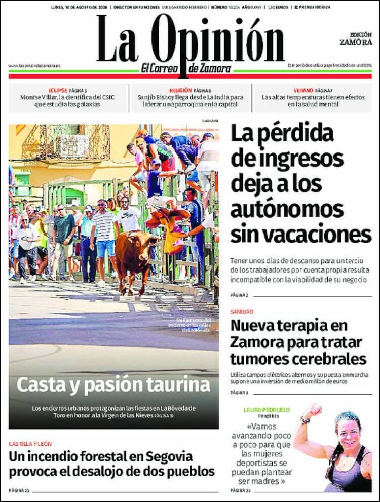 Portada de La Opinión - El Correo de Zamora (Spain)