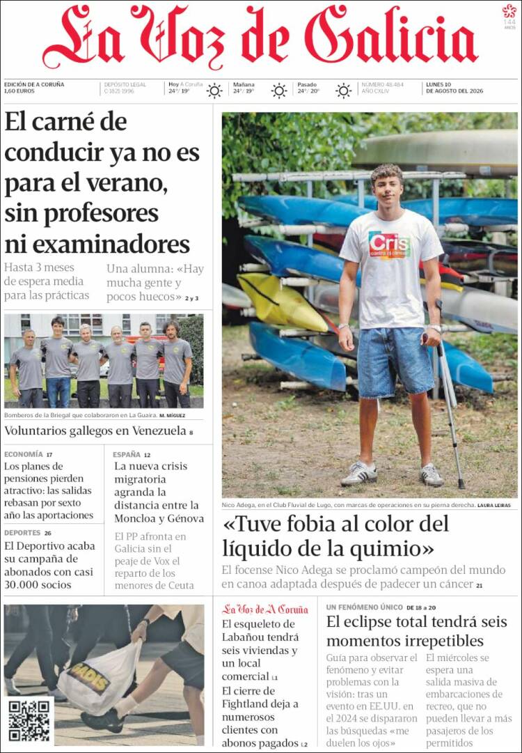 Portada de La Voz de Galicia (Espa&ntilde;a)