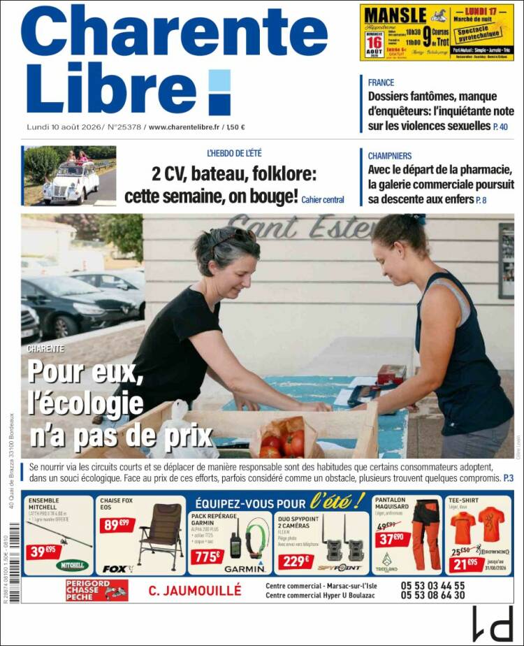 Portada de Charente Libre (Francia)